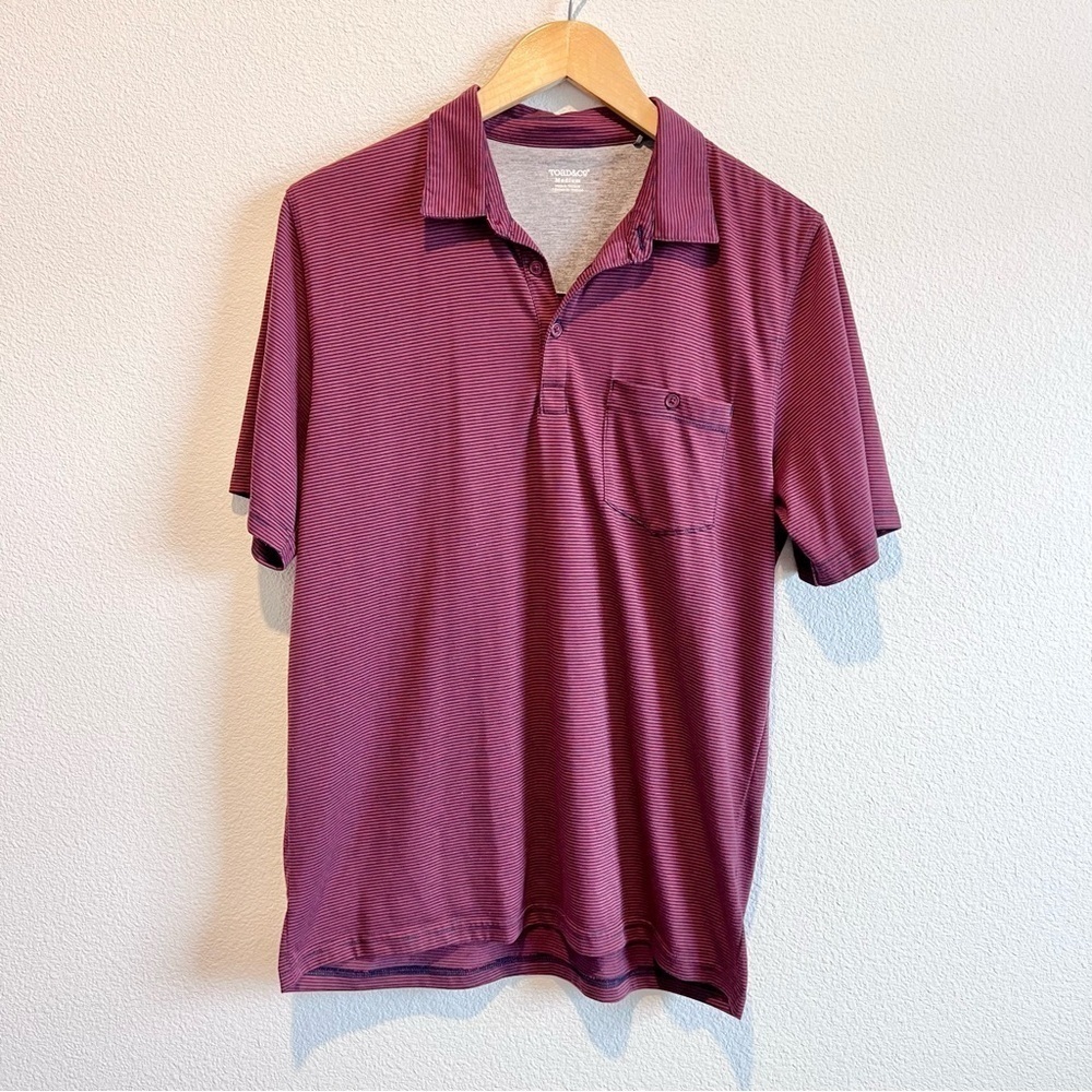 Toad&Co Polo Shirt Mens Medium Striped Marko Short Sleeve Golfer Preppy